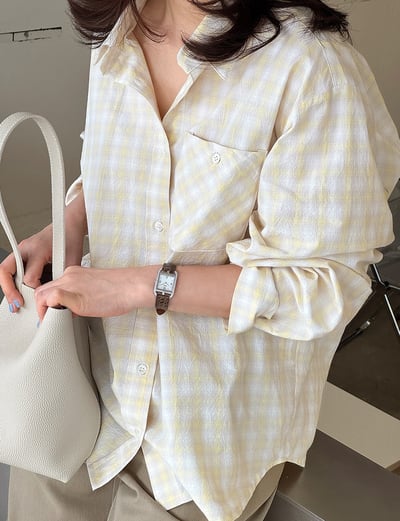 透氣舒適清爽感格紋襯衫*1色 KB6591