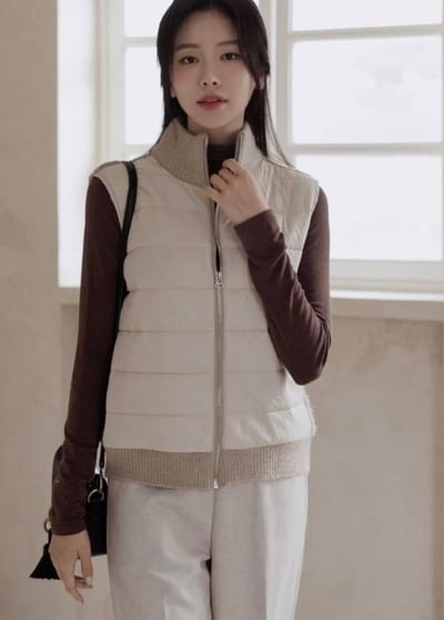 【SALE商品】立領針織拼接羽絨棉背心*1色 KB9105808510