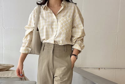 透氣舒適清爽感格紋襯衫*1色 KB6594