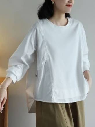 簡約俐落拼接抽繩上衣*3色 K82853