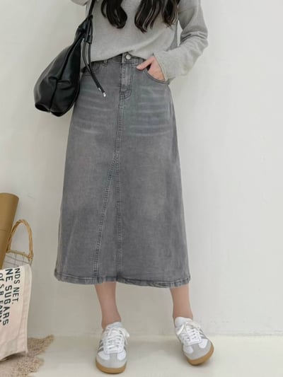 率真感水泥灰牛仔裙*1色 K97409871