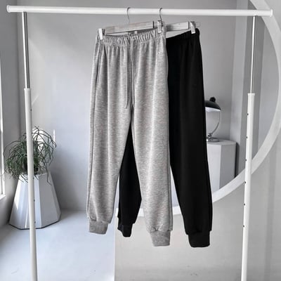 男女適穿-下腳羅紋縮口綿長褲*2色 T7744596