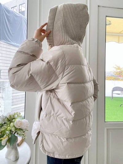 【SALE商品】針織連帽輕羽絨外套*2色 KB017566