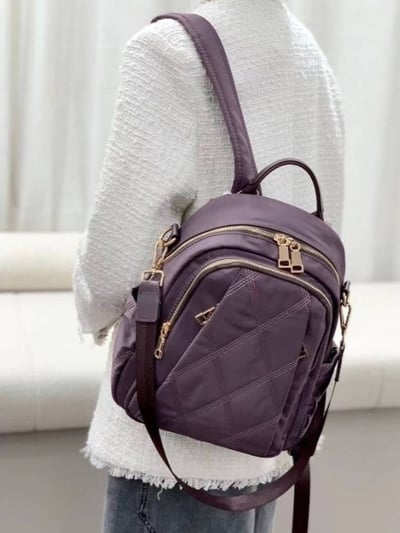 菱格紋多層空間拉鍊後背包*1色 KB10500974