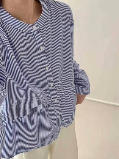 直條紋計款長袖襯衫*1色 K0859974