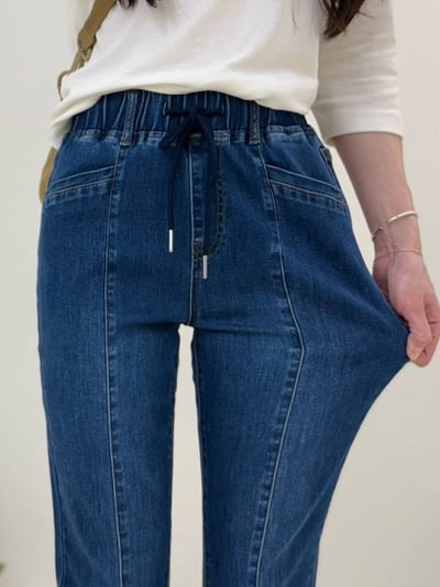 雙釦編織腰角口不規則剪裁喇叭牛仔褲*1色 K740086