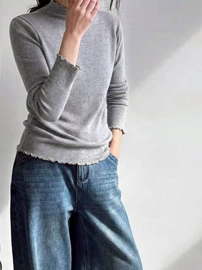 雲朵棉捲邊小立領針織衣*5色 KB973963