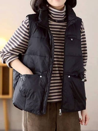 質感輕羽絨棉小立領棉背心*3色 K998992