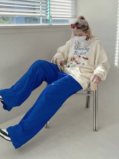 咖啡英文內刷毛長袖大學T*3色 KB6592