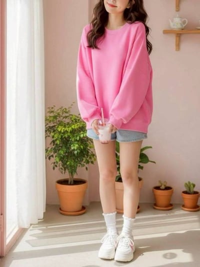 【SALE商品】高質感厚磅刷毛大學T*2色 KB985492