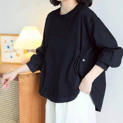 簡約俐落拼接抽繩上衣*3色 K82856