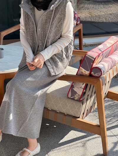 【SALE商品】菱格紋針織拼接鋪棉連帽背心*4色 KB91250909