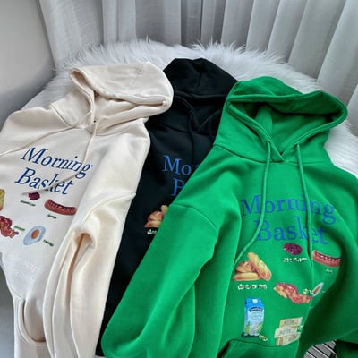 咖啡英文內刷毛長袖大學T*3色 KB6598