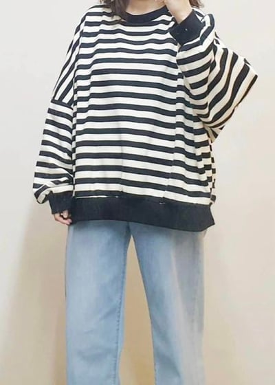 【SALE商品】橫條oversize大學T *1色 L98856464