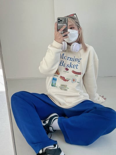 咖啡英文內刷毛長袖大學T*3色 KB6591