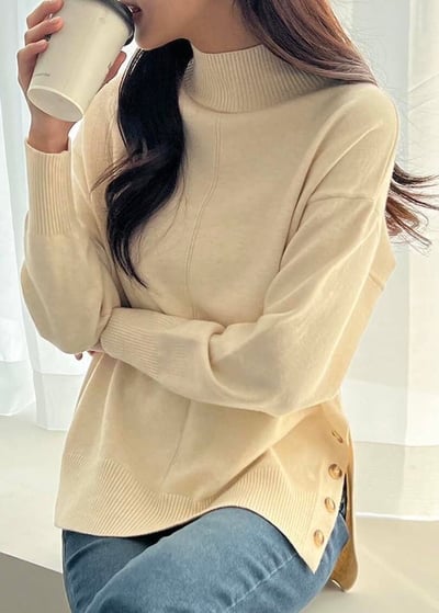 【SALE商品】立領單邊開衩針織*5色 K988984