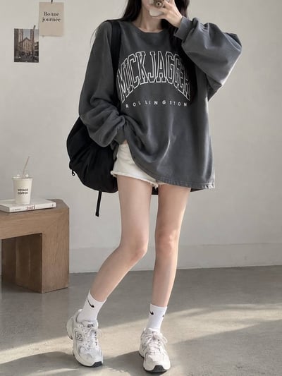 美式復古字母寬鬆長版大T *4色 B1263282