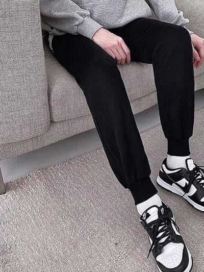 男女適穿-下腳羅紋縮口綿長褲*2色 T7744594