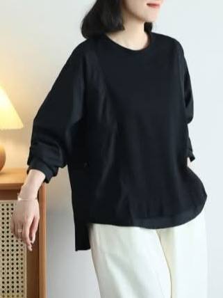 簡約俐落拼接抽繩上衣*3色 K82858