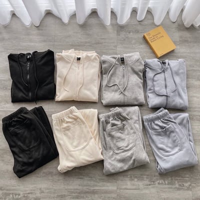 必搶優惠 -連帽拉鍊外套+縮口綿長褲 套裝*4色 KB8897