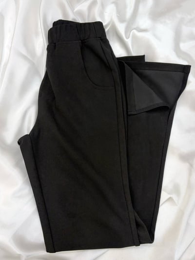 輕薄彈力西裝顆粒紋側開岔喇叭褲*1色 K740086