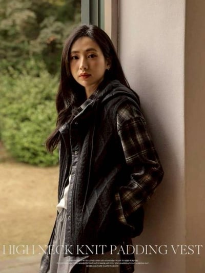 【SALE商品】菱格紋針織拼接鋪棉連帽背心*4色 KB91250902