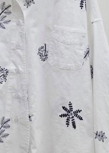 棉質電繡花草紋計款襯衫*3色 K085897