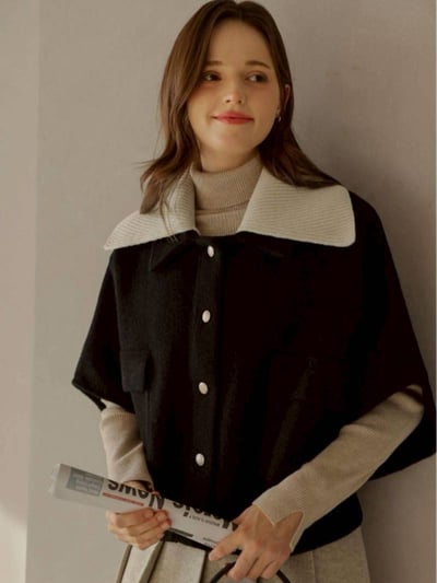 【SALE商品】領可拆短版斗篷外套*3色 KB092880563