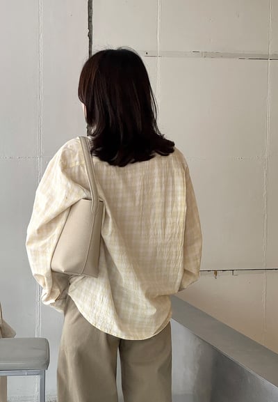 透氣舒適清爽感格紋襯衫*1色 KB6593