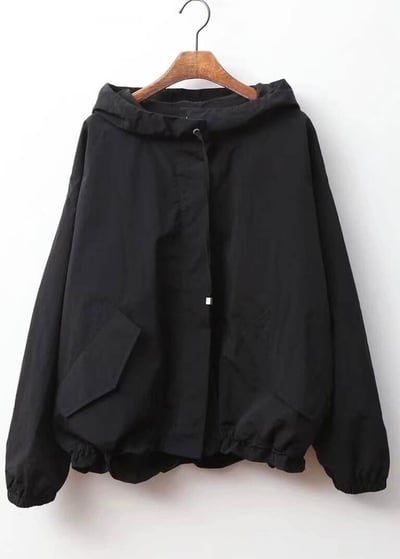 輕磅連帽下縮身釦式造型外套*7色 KB110988