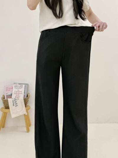 顆粒感西裝彈力剪裁寬褲*1色 K6875127