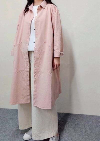 水洗微厚磅棉長版洋*2色 KB098963