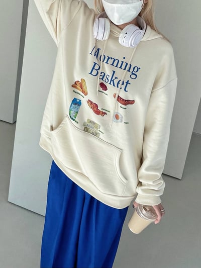 咖啡英文內刷毛長袖大學T*3色 KB6593