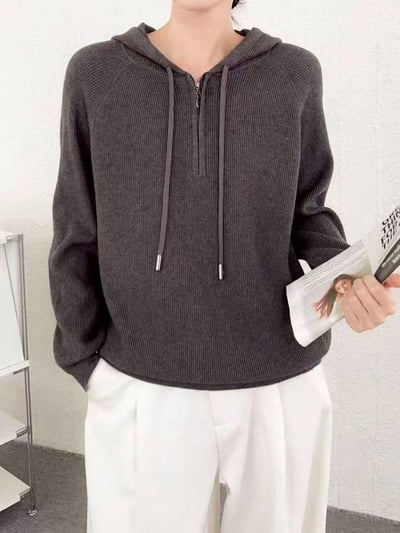 【SALE商品】半拉鍊連帽針織衫*3色 KB988598