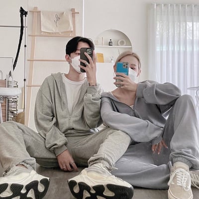 必搶優惠 -連帽拉鍊外套+縮口綿長褲 套裝*4色 KB8896