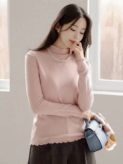 雲朵棉捲邊小立領針織衣*5色 KB973962