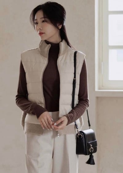 【SALE商品】立領針織拼接羽絨棉背心*1色 KB910580855