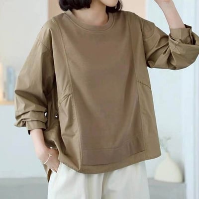 簡約俐落拼接抽繩上衣*3色 K82859