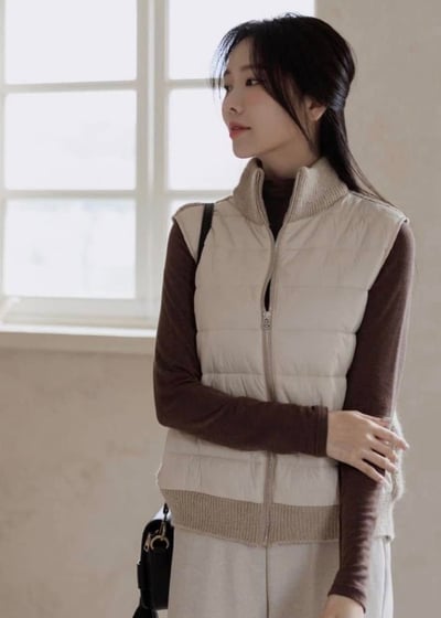 【SALE商品】立領針織拼接羽絨棉背心*1色 KB910580858