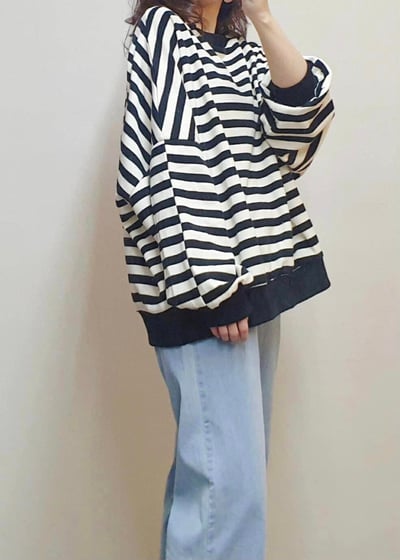 【SALE商品】橫條oversize大學T *1色 L98856465