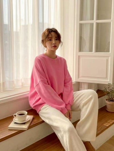 【SALE商品】高質感厚磅刷毛大學T*2色 KB985493