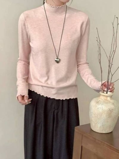 雲朵棉捲邊小立領針織衣*5色 KB973967