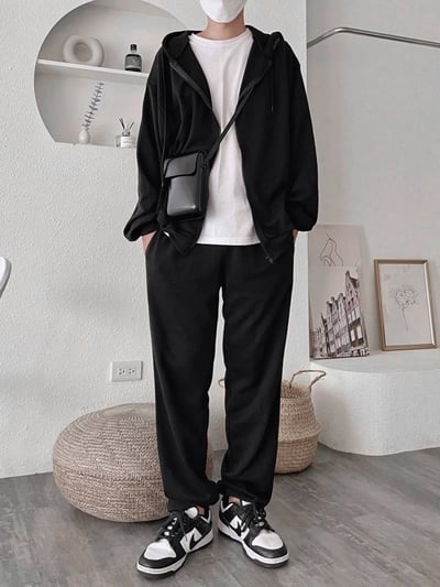 必搶優惠 -連帽拉鍊外套+縮口綿長褲 套裝*4色 KB8894