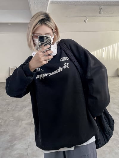 舒適刷毛星星地球賽車風大學T*3色 KB6892