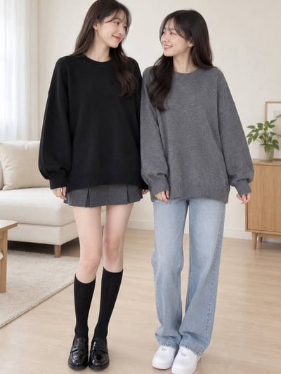 單色寬鬆北極絨針織上衣 *4色 B119254