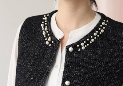 【SALE商品】毛呢針織釘珠背心*2色 KR09550859