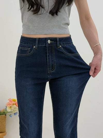 經典前釦拉鍊簡約彈力小直筒褲*2色 K740054