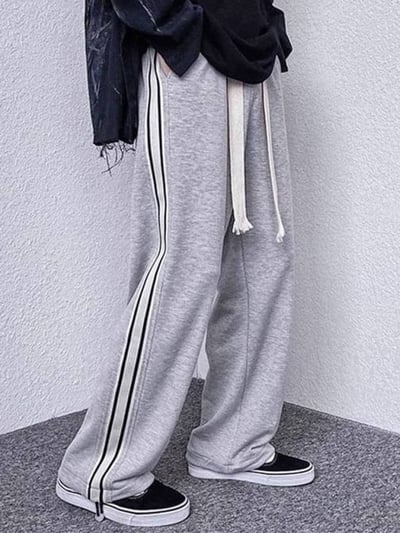 男女適穿-下腳可拉縮口雙線織帶長褲*2色 T7924592