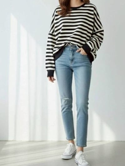 橫條oversize大學T *1色 L98856461