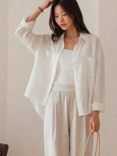 涼感棉外罩襯衫*4色  KB0881
